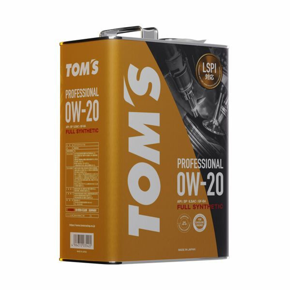 0w20 Масло моторное 4л. TOM'S 00410TP02004