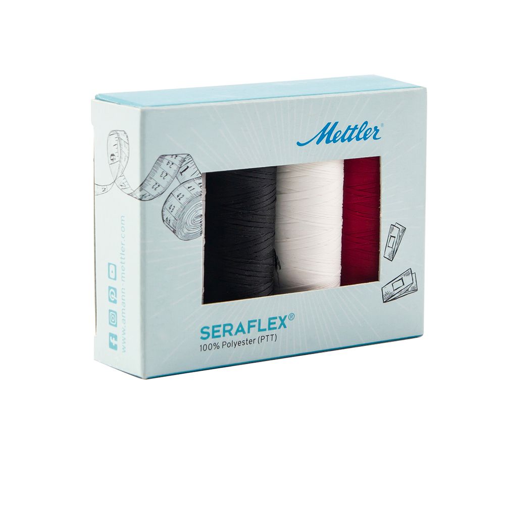 Нитки швейные (набор) Mettler Seraflex в подарочной упаковке, 4 катушки Нитки швейные (набор) Mettler Seraflex в подарочной упаковке, 4 катушки