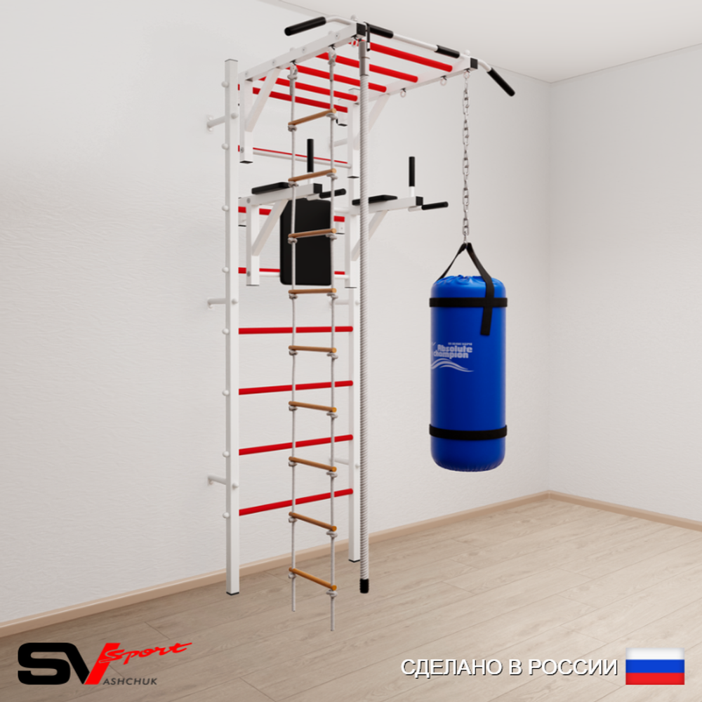 Шведская стенка Sv Sport 5451 (Турник рукоход/Брусья/Канат/Лестница/Цепь/Мешок 15кг)