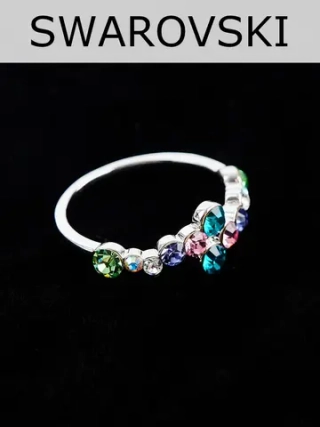 Кольцо Млечный путь с разноцветными кристаллами Swarovski