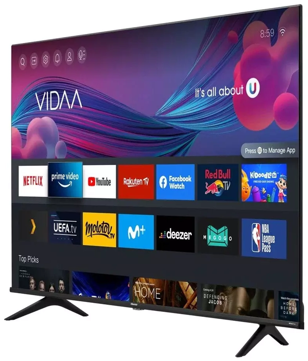 Телевизор Hisense LED 43"; 43A6BG черный, USB, WiFi, Smart TV (RUS)