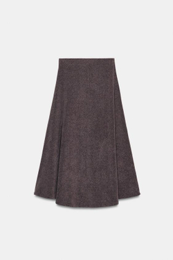 ZARA ЮБКА ИЗ МЯГКОЙ ТКАНИ, КОРИЧНЕВЫЙ МЕЛАНЖ