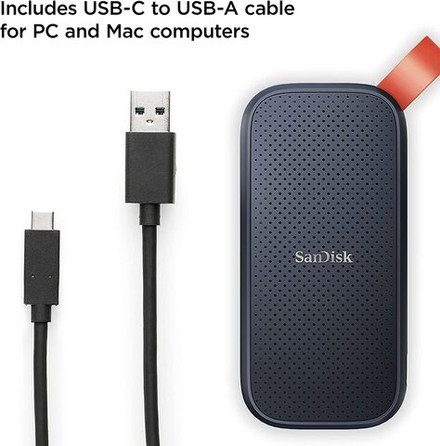 Внешний накопитель SanDisk Portable SSD 480GB, USB 3.2 Type-C, R/W 520/520 МБ/с