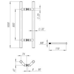 Ручка-скоба FUARO PH-45-32/1000-INOX 45° нержавейка 304 /45497/