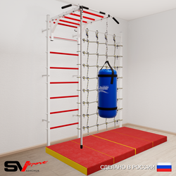 Шведская стенка Sv Sport 52950 (Турник рукоход/Канат/Цепь/Мешок 15кг/Мат 2м/Канатный лаз)