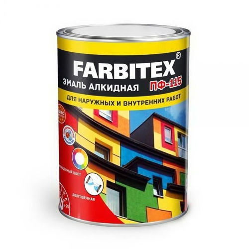 ЭМАЛЬ АЛКИДНАЯ FARBITEX ПФ-115 СВЕТЛО-СЕРЫЙ 0,8КГ