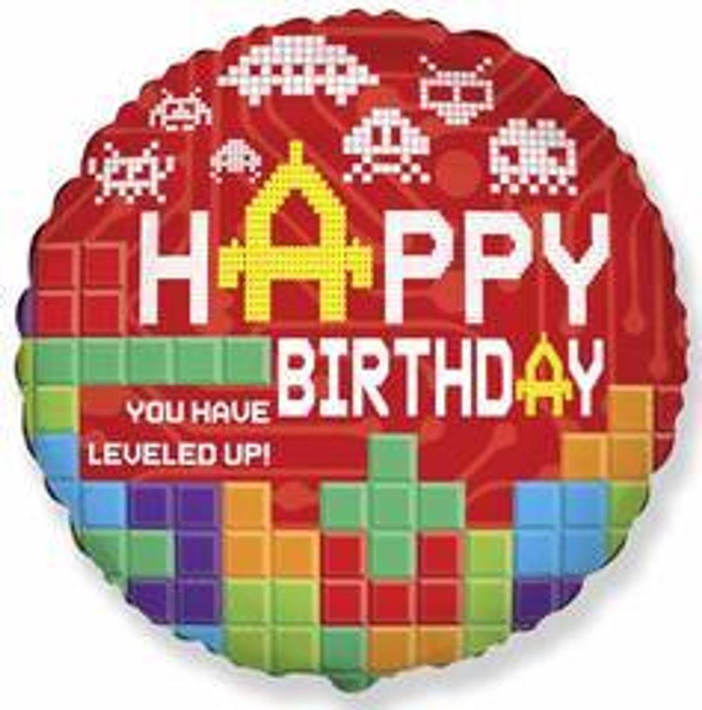 Ф 18" Круг HB YOU HAVE LEVELED UP/FM Тетрис