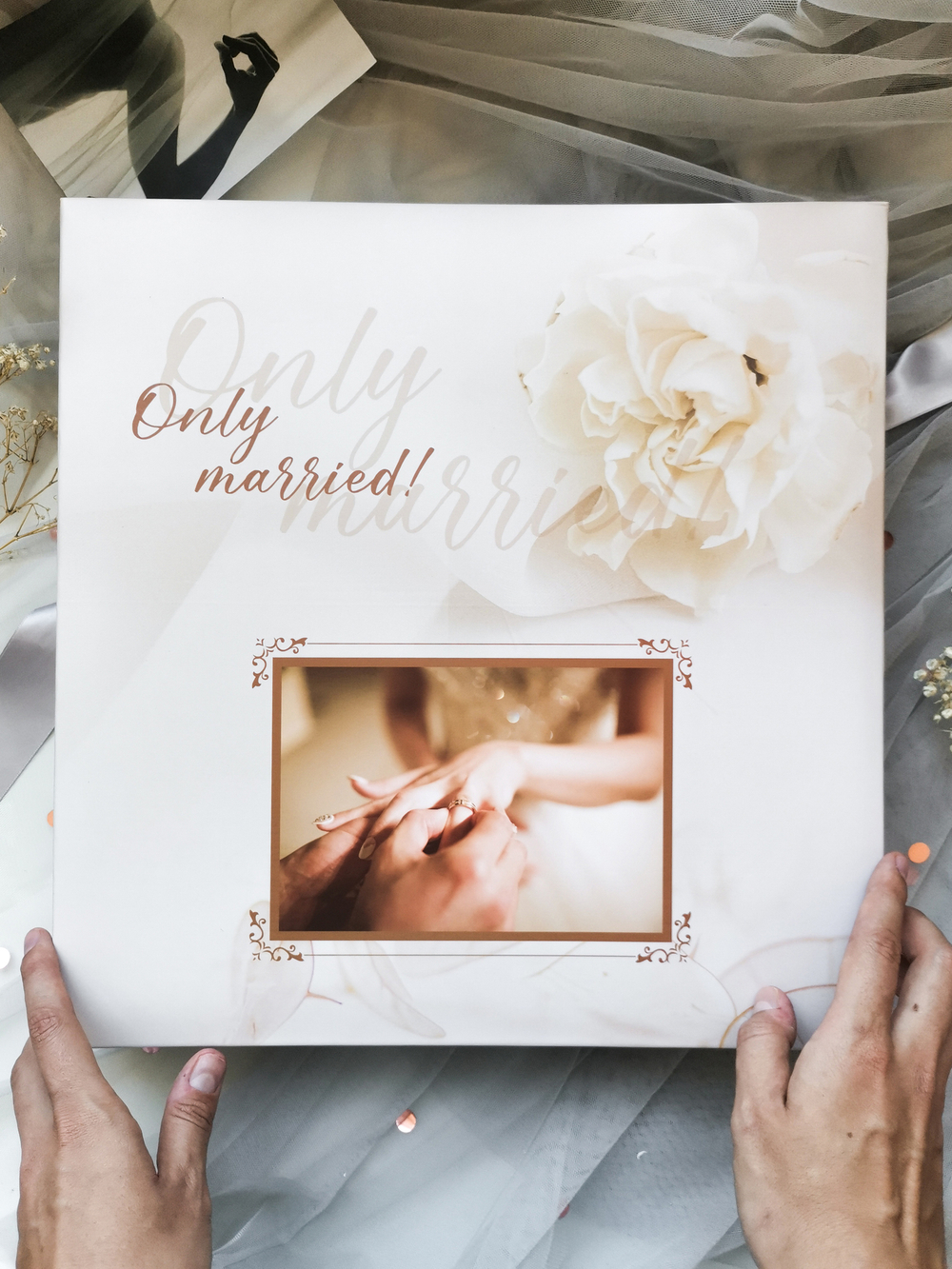 Фотоальбом на 500 фото 10х15 см, пластик. листы , кольца only married Свадебная магия