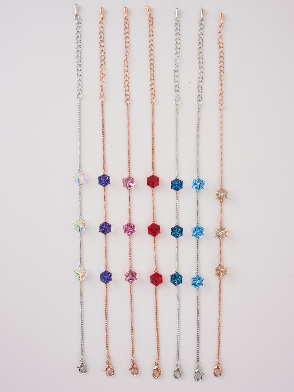 Браслет Миражи с розовыми кристаллами-кубиками Swarovski