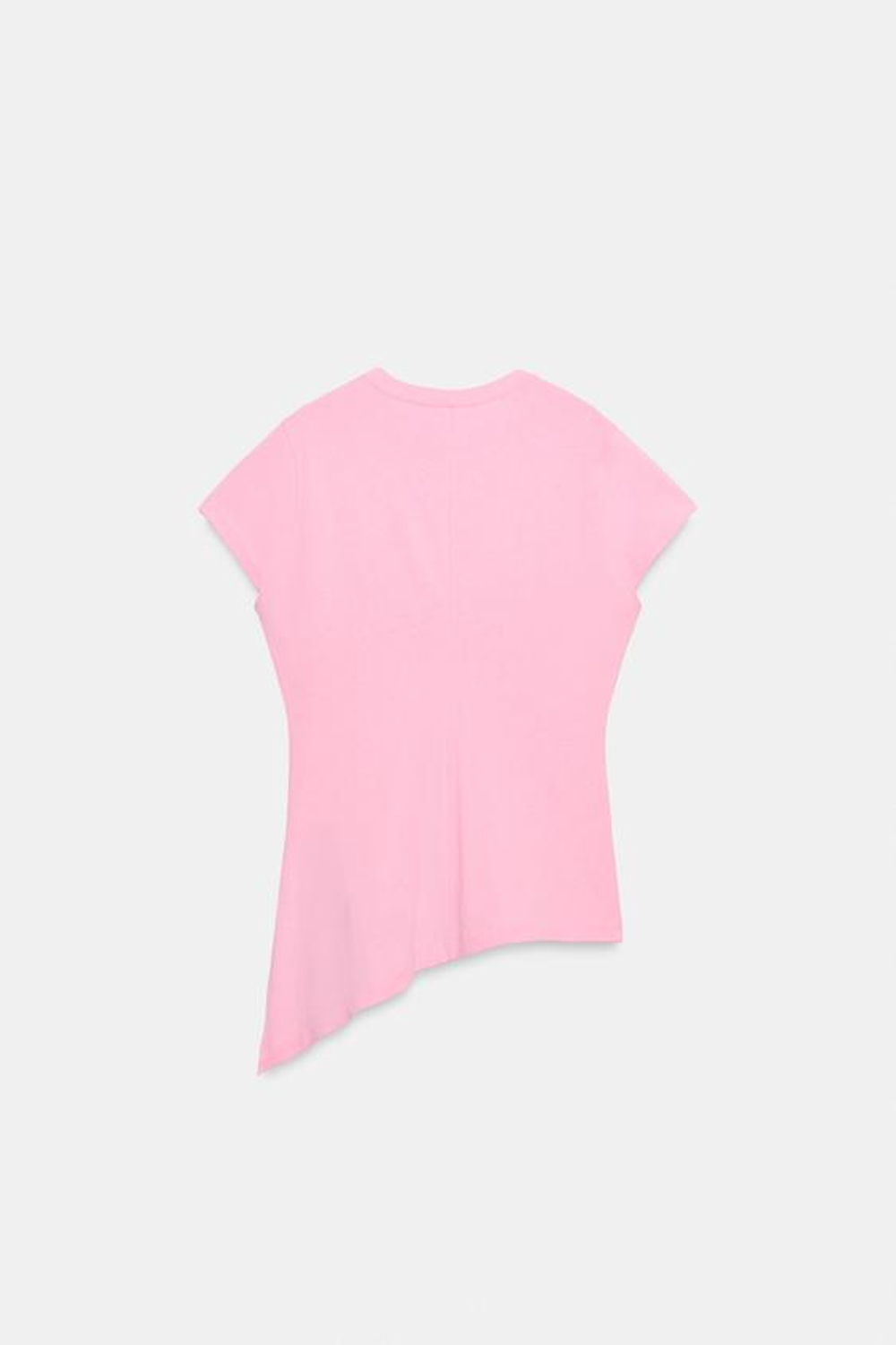 ZARA АСИММЕТРИЧНАЯ ФУТБОЛКА СО СКЛАДКАМИ, РОЗОВЫЙ
