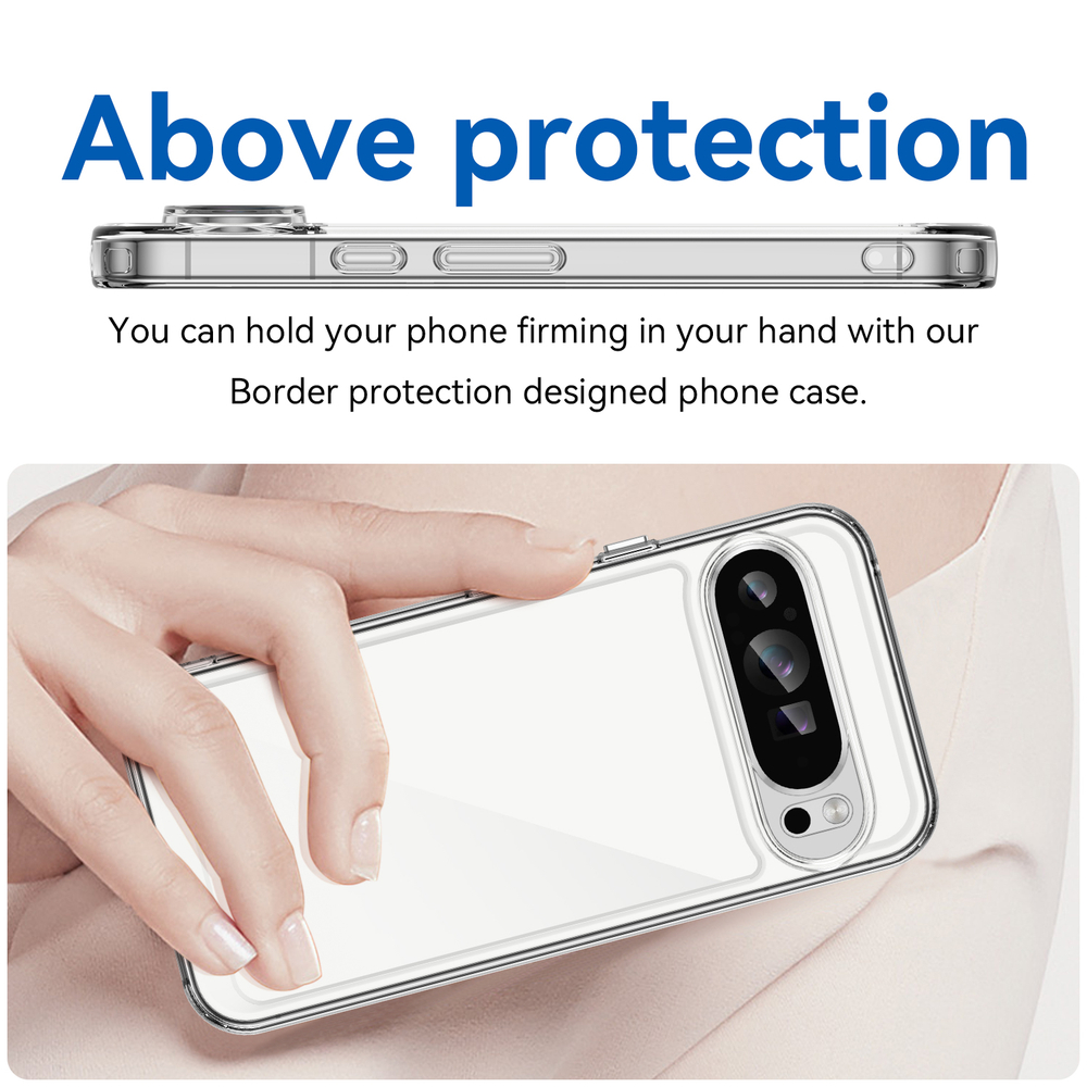 Прозрачный чехол с усиленными рамками для Google Pixel 9 Pro XL, увеличенные защитные свойства