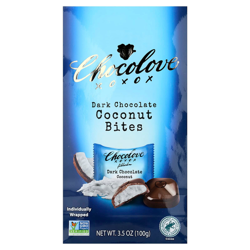 Chocolove, кусочки темного шоколада, кокос, 55% какао, 100 г (3,5 унции)
