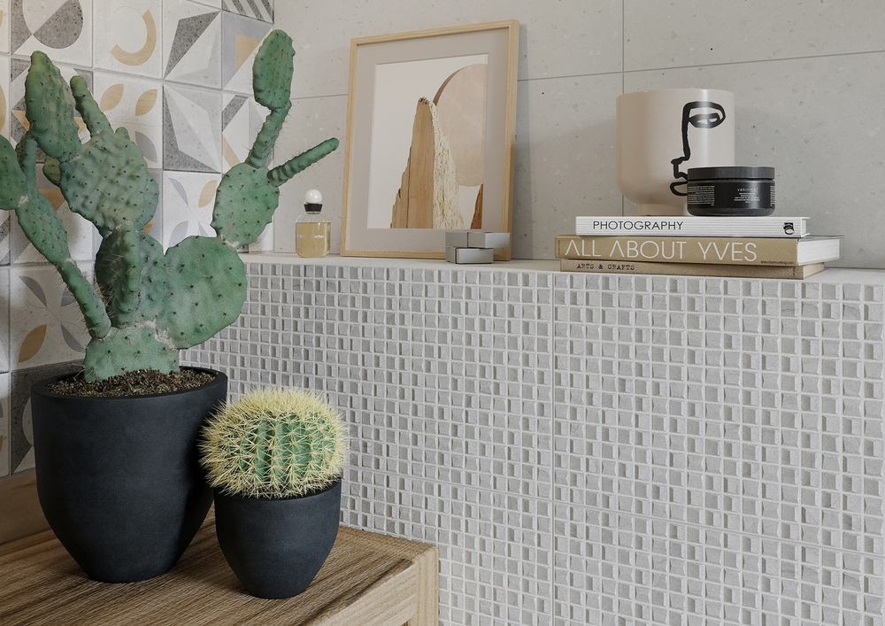 Суприм сер мозаика низ 02 / Supreme grey mosaic wall 02  250х600 (1-й сорт)