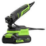 Гравер акк. Greenworks G24RT, 24V, б/щет, 6500–35000 об/мин, цанги 2,4/3,2мм, оснастка 52 шт,1х2Ач,ЗУ,сумка,кор (3200807CUA)