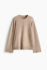 Тонкий трикотажный свитер — Бежевый - H&M