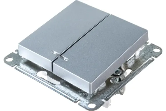 Выключатель Systeme Electric ATLASDESIGN 2-клавишный с индикатором алюминий 38183