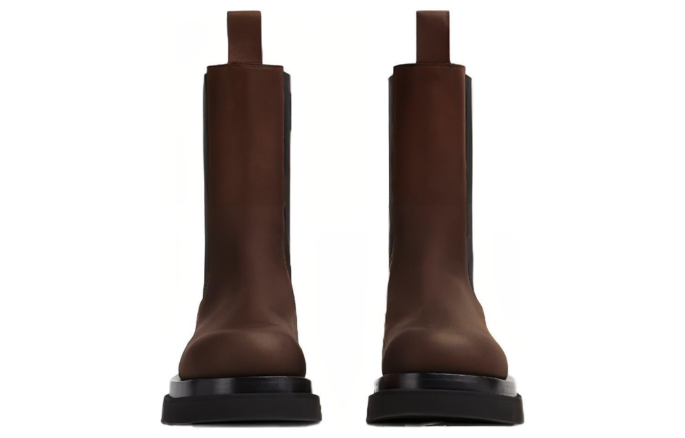 Bottega Veneta Lug Chelsea Short Chelsea Boots Women"s Dark Umber