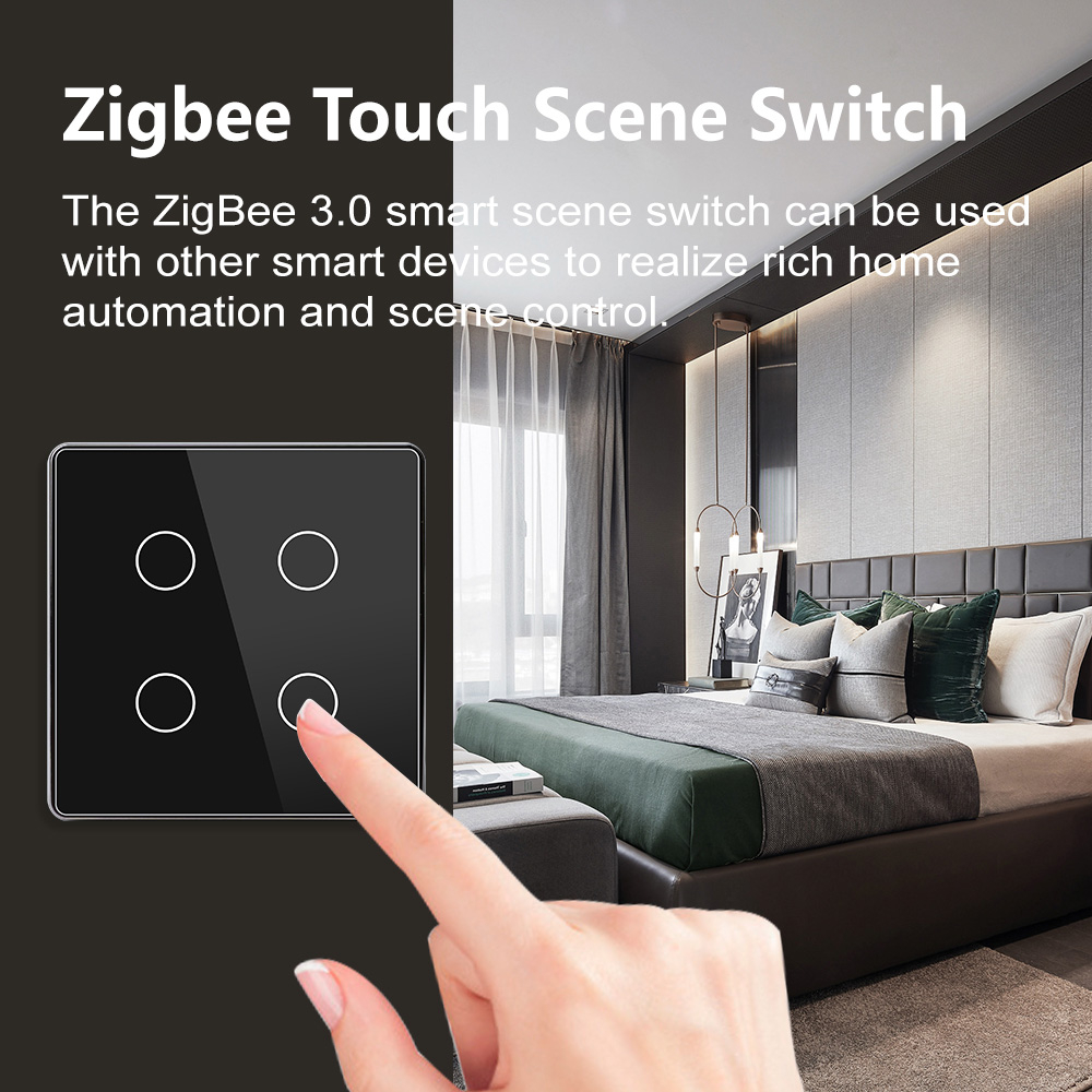 Сенсорный выключатель Zigbee 2CH беспроводной SS2 (на аккумуляторах, белый)