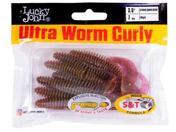 Твистеры съедоб. искусст. LJ Pro Series ULTRAWORM CURLY 3,0in (07.62)/S14 7шт.