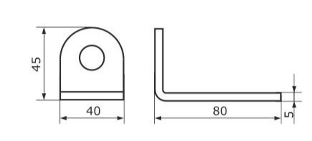 Проушина угловая 80*45*40 усиленная без покр. (толщ.5мм) Домарт / 9847