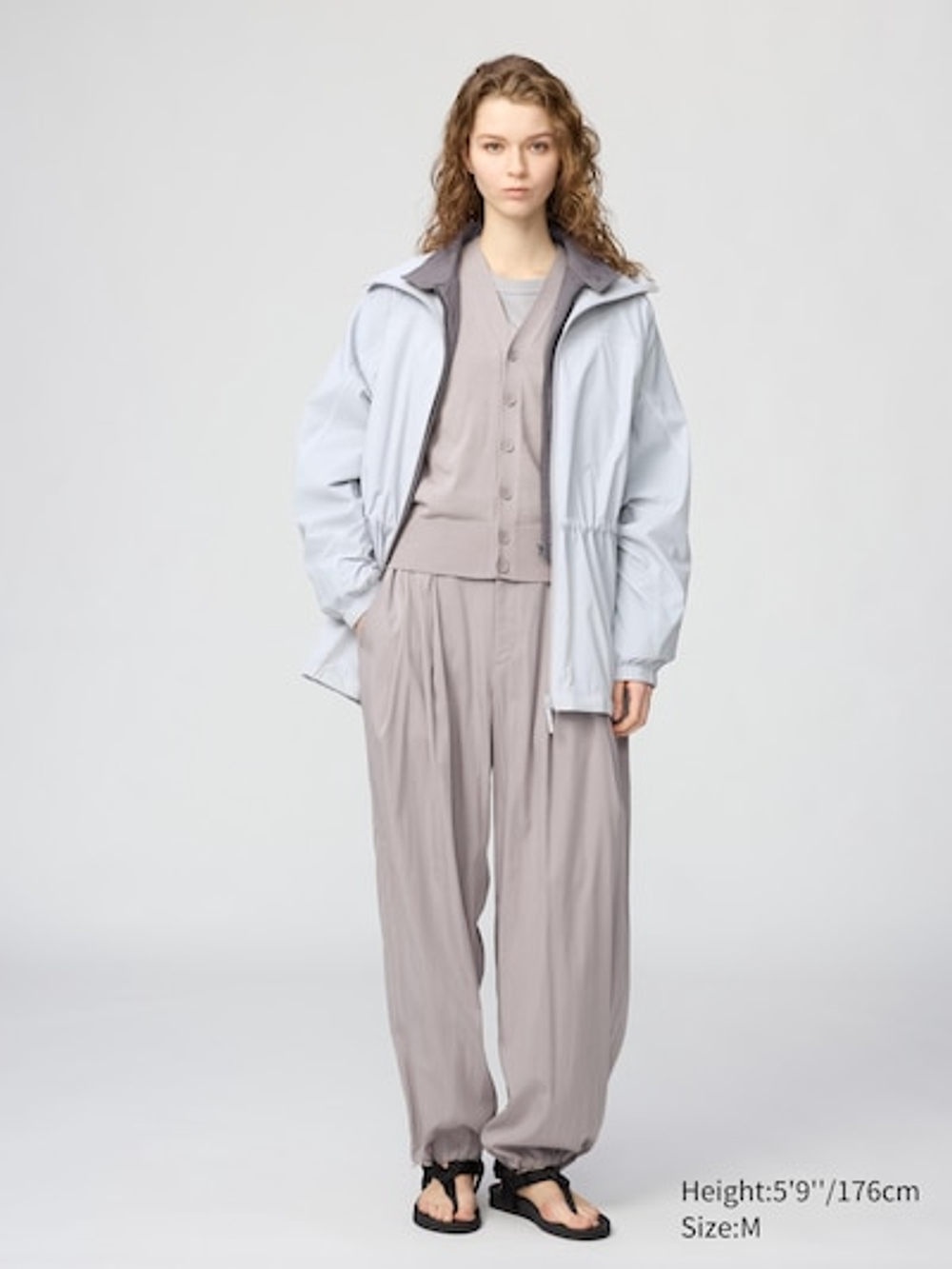 UNIQLO Парка свободного кроя с защитой от ультрафиолета, сиреневый