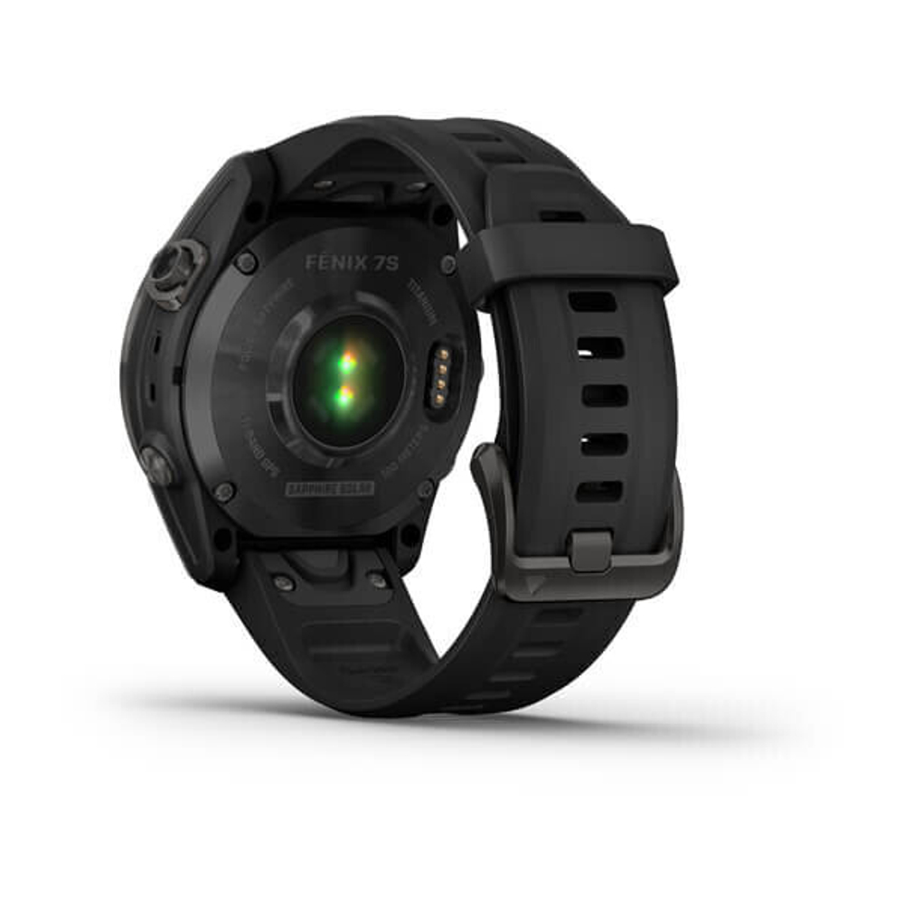 Garmin Fenix 7 Sapphire Solar корпус из титана цвета серый карбон, силиконовый ремешок чёрного цвета