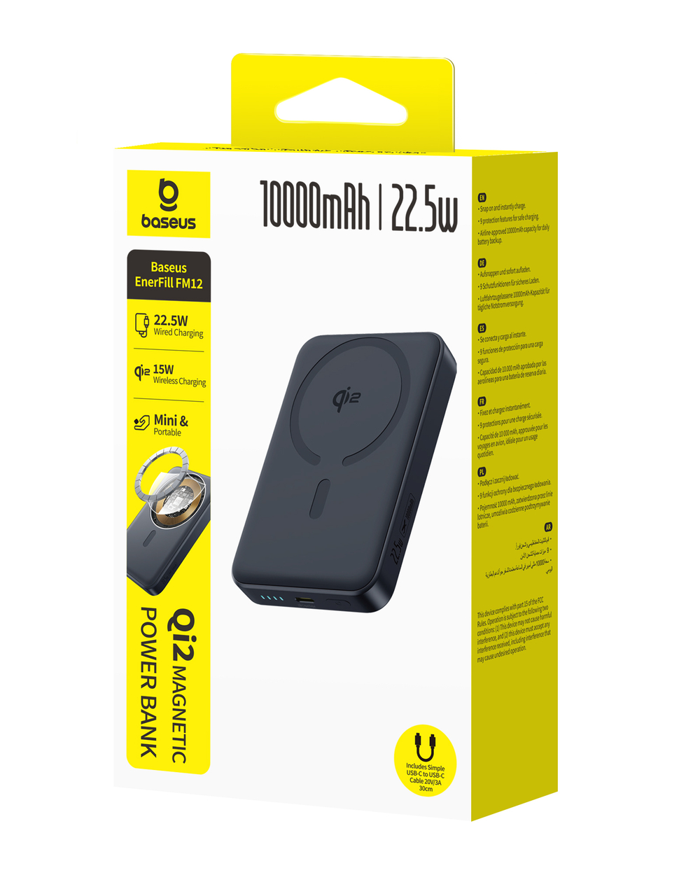 Внешний аккумулятор + Беспроводная зарядка Baseus EnerFill FM12 Ultra-Mini Magnetic C+Qi2 10000mAh 22.5W (MagSafe)