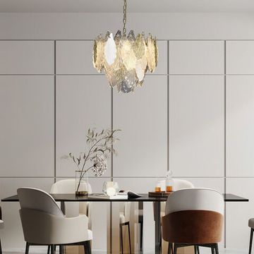 Подвесная люстра с фактурным стеклом 8*Е14 369/8 золото Leaf Bogate's