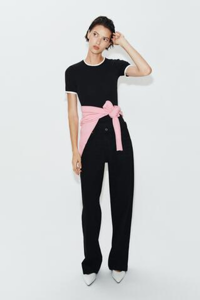 ФУТБОЛКА С КОНТРАСТНЫМИ БАНТАМИ — ZARA