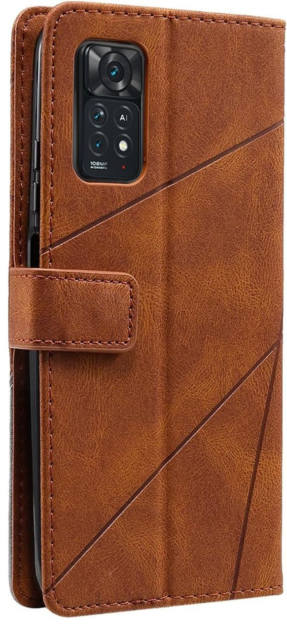 Дизайнерский чехол-книжка из кожи для XIAOMI REDMI NOTE 11 PRO 4G/5G и 12 PRO 4G с отделом для наличных, 3 слотами для карт и подставкой