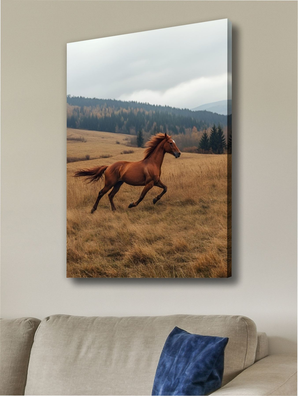 Картина Конь в степи интерьерная 50x70см 1шт.