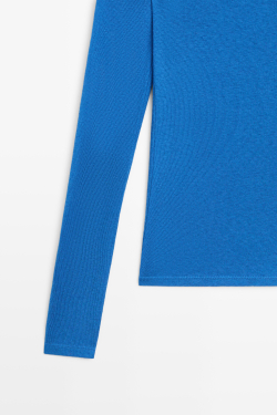 Massimo Dutti Футболка из смесового хлопка, королевский синий