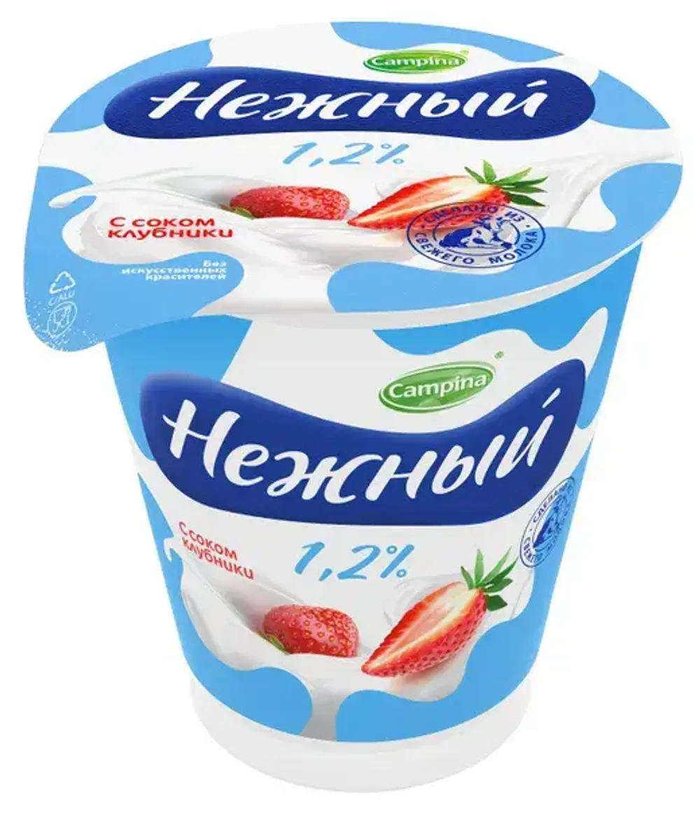 Йогуртный продукт Нежный 1,2% с соком клубники 320г