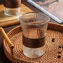 Чашка 300 мл кофейная без ручки Japanese Style Optic дерев. вставка d 8,2 см h11,2 см Barista [1]