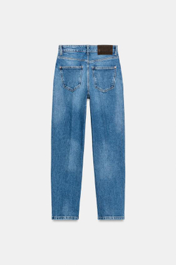 ZARA ДЖИНСЫ Z1975 MOM FIT С ВЫСОКОЙ ПОСАДКОЙ И СТРЕЛКАМИ, ВЫЦВЕТШИЙ СИНИЙ