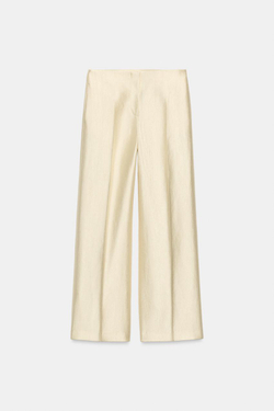 ZARA АТЛАСНЫЕ БРЮКИ ПРЯМОГО КРОЯ, ЭКРЮ