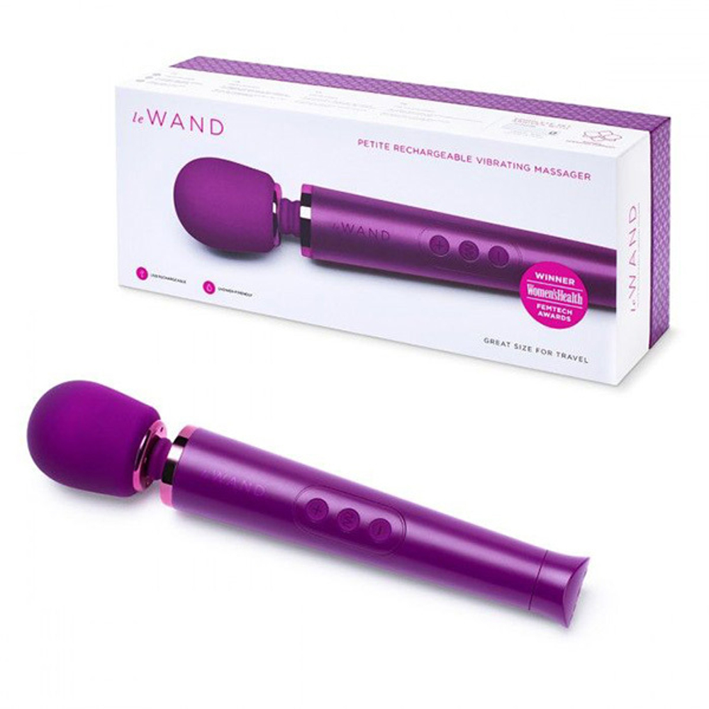 Фиолетовый жезловый мини-вибратор 25см c 6 режимами вибрации Le Wand Petite LW-007-CHR