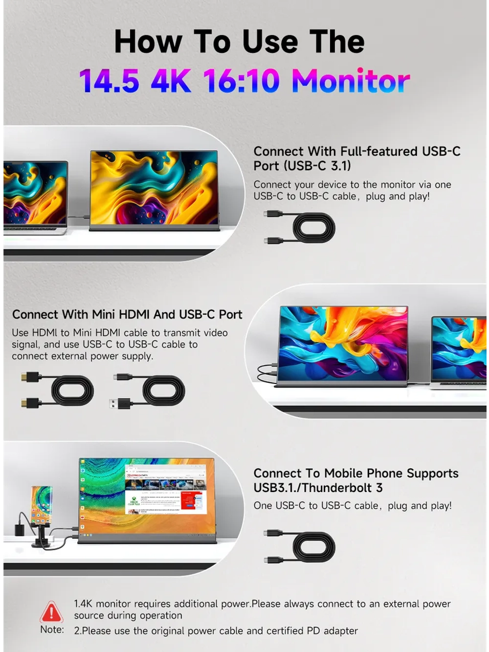 14.5" Портативный игровой монитор UPERFECT Ucolor J14 3840x2400, 60 Гц, IPS