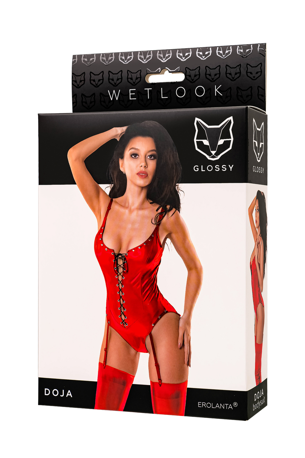 Боди Glossy Doja из материала Wetlook красное L