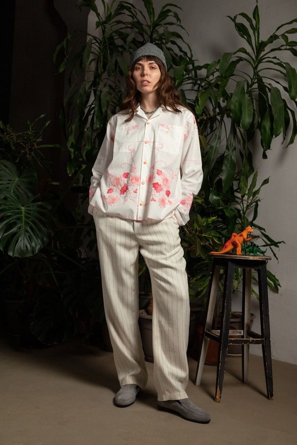 Рубашка с Розовыми Аппликациями / Pink Applique Long Sleeve белая - фото 3