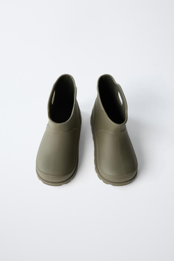 ZARA РЕЗИНОВЫЕ САПОГИ, ЗЕЛЕНЫЙ ХАКИ