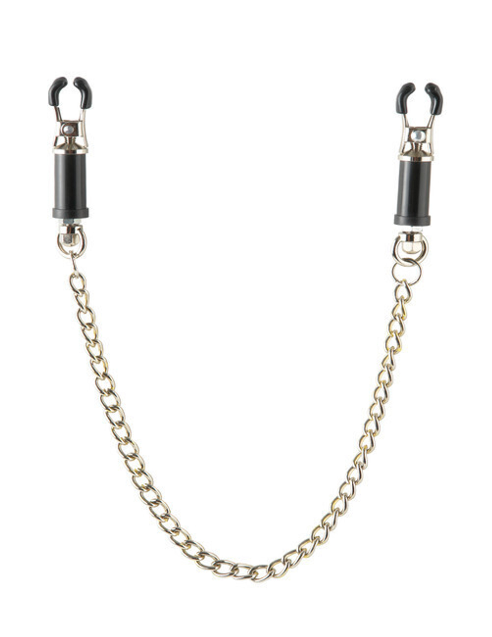 Регулируемые зажимы для сосков с цепью Nipple Barrel Clamps (Цвет: серебряный с черным)
