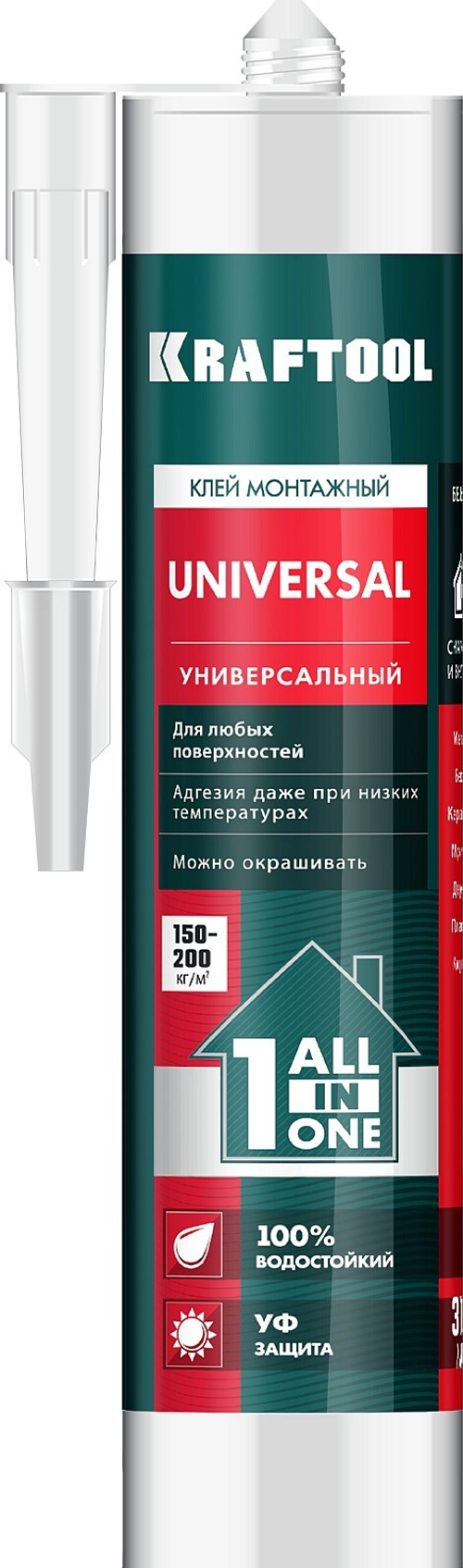 KRAFTOOL 310 мл, белый, универсальный монтажный клей (41341)