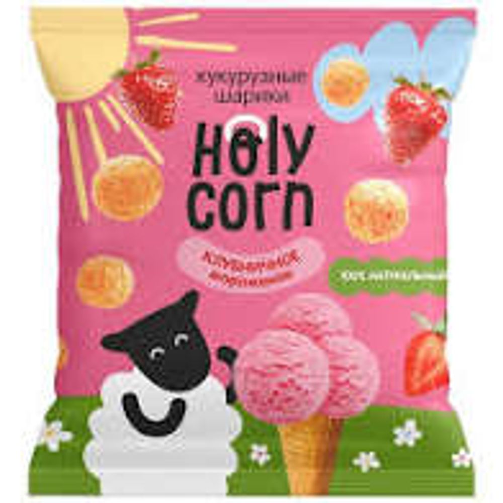 Кукурузные снеки Holy Corn 30г Клубничное мороженое