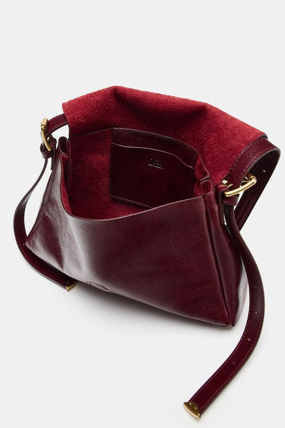 ZARA КОЖАНАЯ СУМКА С КЛАПАНОМ, КРАСНЫЙ