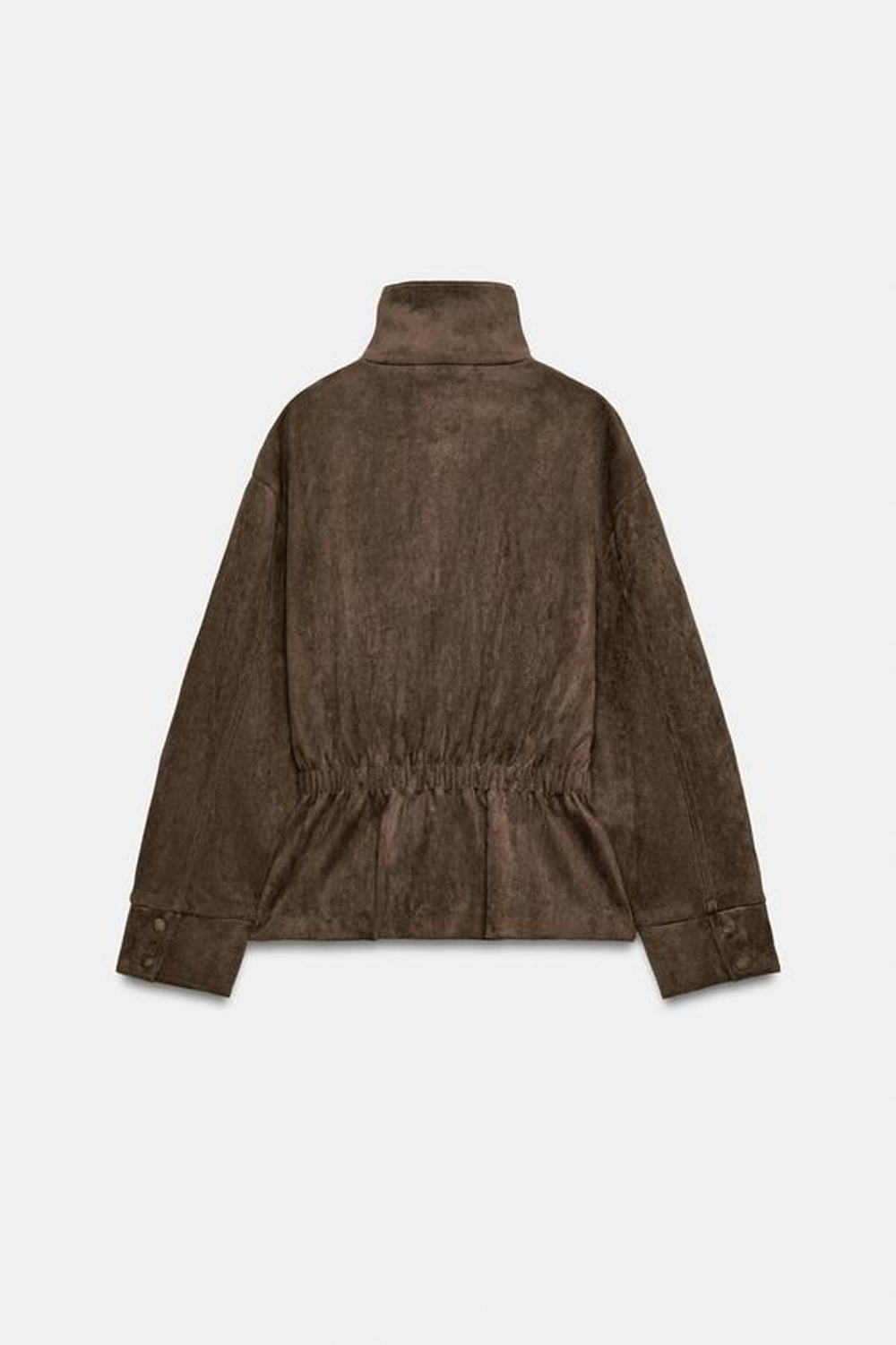 ZARA КУРТКА ИЗ ИСКУССТВЕННОЙ ЗАМШИ С ПОЯСОМ, ТЕМНЫЙ СЕРО-КОРИЧНЕВЫЙ