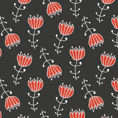 Buy black fabric in red flower