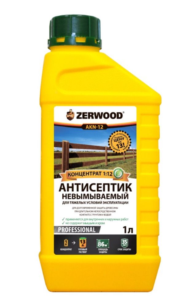 Антисептик-консервант невымыв. д/тяжел.усл. ZERWOOD AKН-12 конц.1:12 1л (И) Антисептик-консервант невымыв. д/тяжел.усл. ZERWOOD AKН-12 конц.1:12 1л (И)