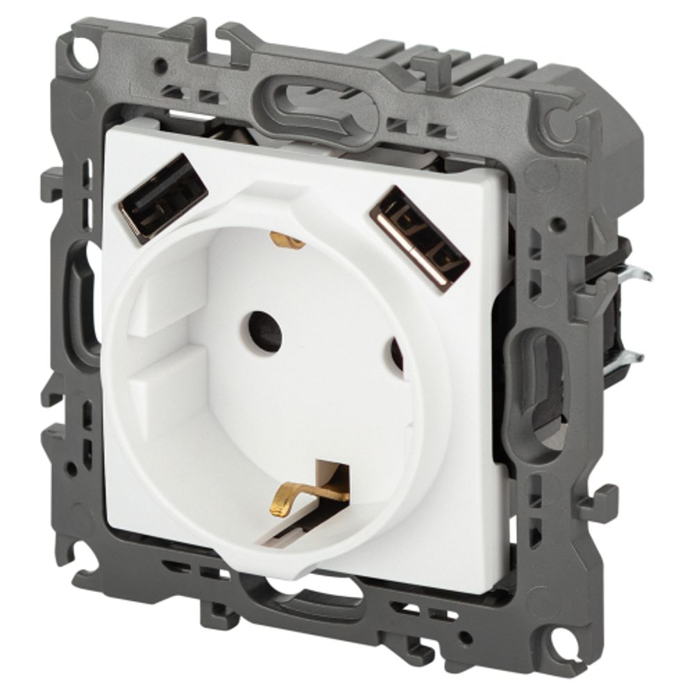 Розетка ЭРА Серия 12 12-4109-01М 2P+E 16A-250В штор. с 2xUSB 5В-3А белый матовый | Эра 12