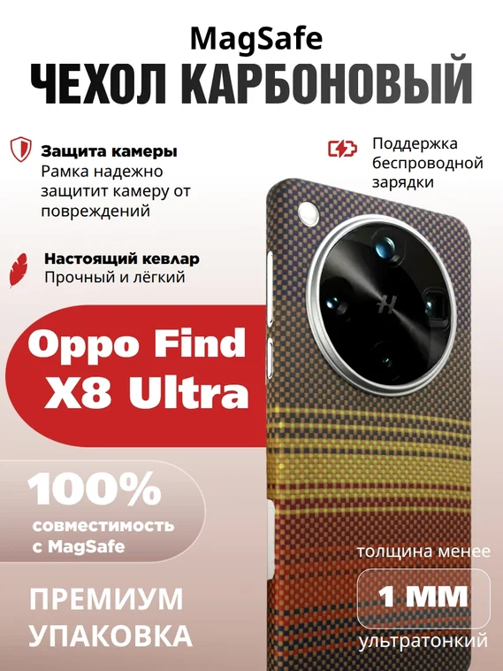 Карбоновый чехол для Oppo Find X8 Pro with MagSafe Солнечный свет (Sunset)